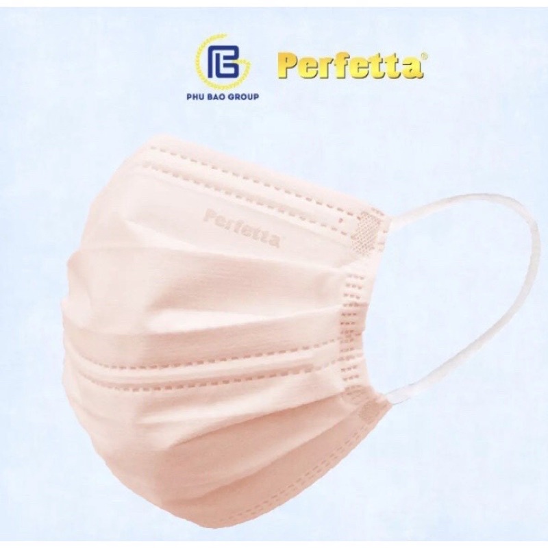 Khẩu trang y tế 3 lớp Perfetta Premium cao cấp màu Hồng nhạt đóng gói riêng từng cái
