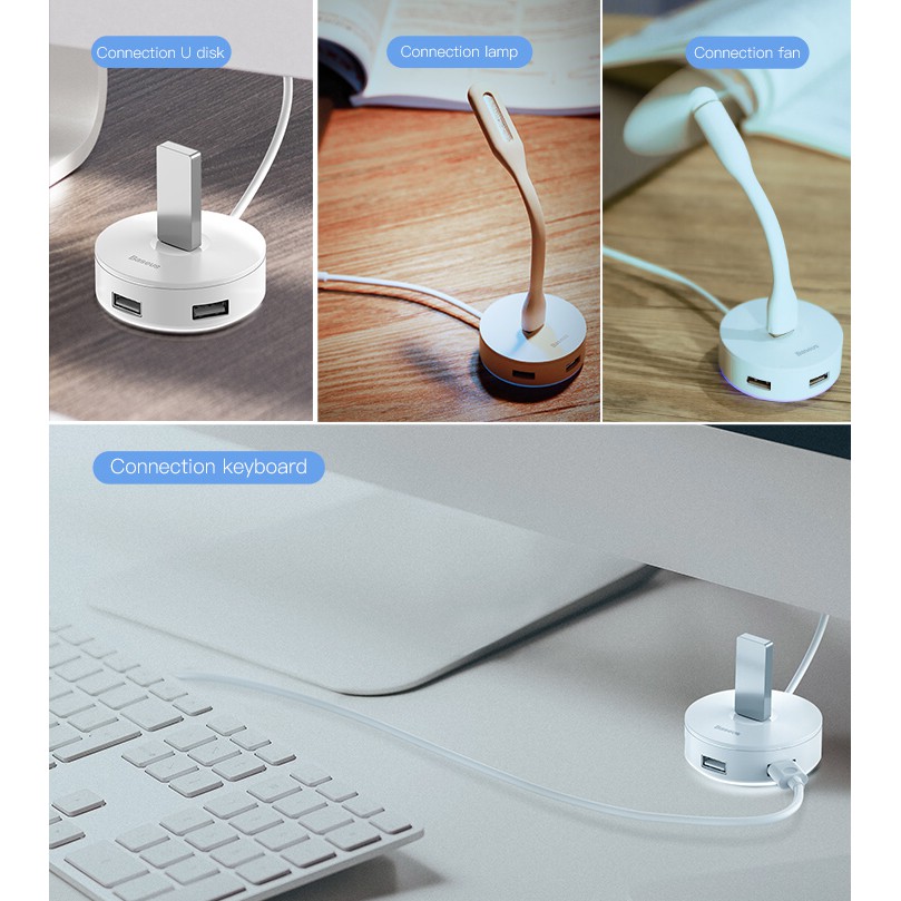 Bộ HUB chuyển đổi Type A (USB) / Type C sang USB 3.0 Baseus Round Box HUB (4 Port USB, Support Hard Disk)