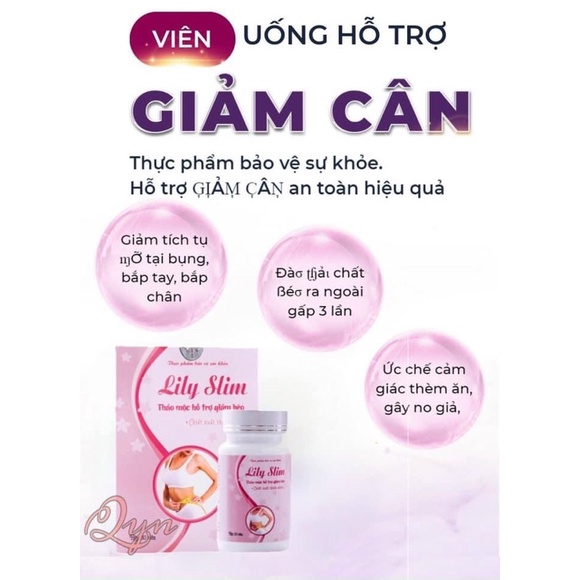 Giảm Cân LiLy Slim giảm nhanh an toàn hiệu quả Hộp 30viên