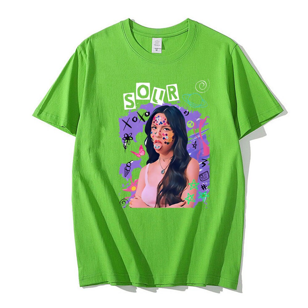 Áo Thun Tay Ngắn Cổ Tròn In Hình Olivia Rodrigo Thời Trang Mùa Hè Chất Lượng Cao