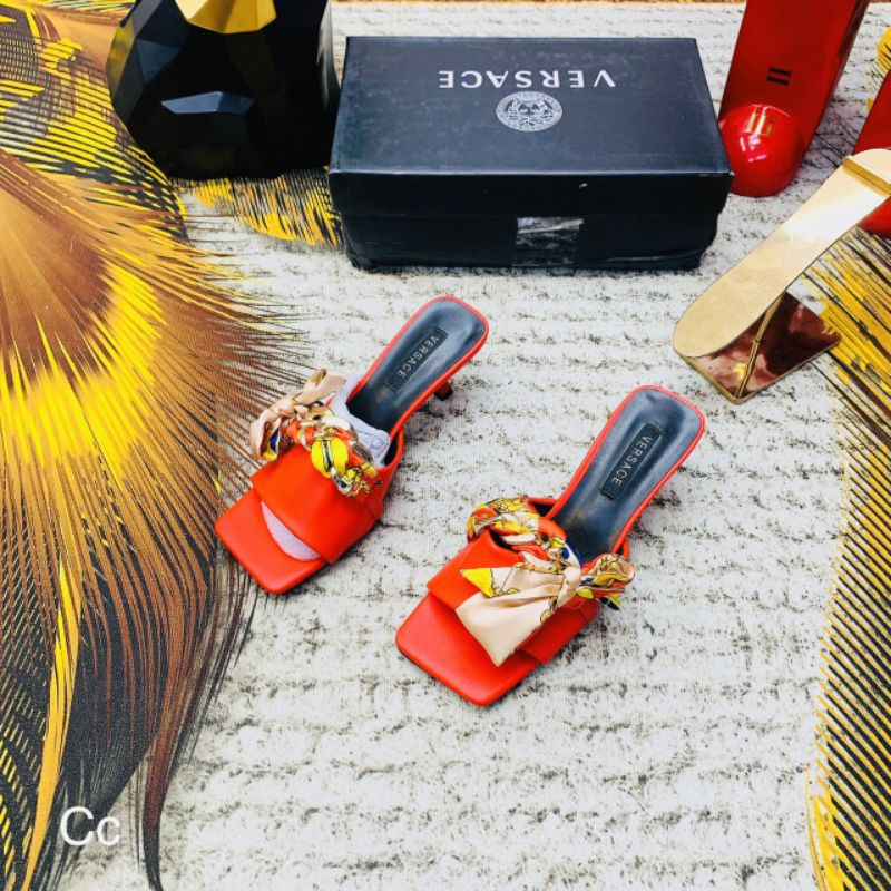 c Guốc Đỏ 7p Cột Nơ Vải Xích Mềm Êm Fullbox Bill Túi Cao Cấp