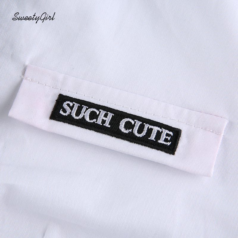 SweetyGirl Fashion Letters Tagged Tied Turn-down Collar Long Sleeves Front Buttoned Women Slim Fit Casual Cardigan Crop Top | BigBuy360 - bigbuy360.vn