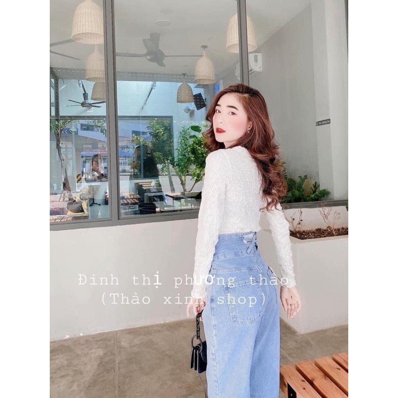 quần baggy bò 3 khuy đan sau | BigBuy360 - bigbuy360.vn