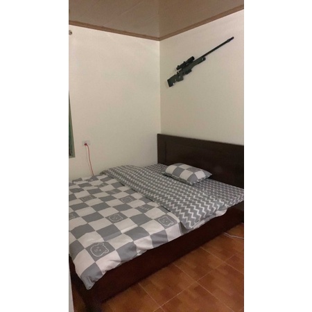 Bộ chăn ga giường Cotton 100% gấu ô vuông xám Suhali, 100% Cotton thoáng mát thấm hút mồ hôi