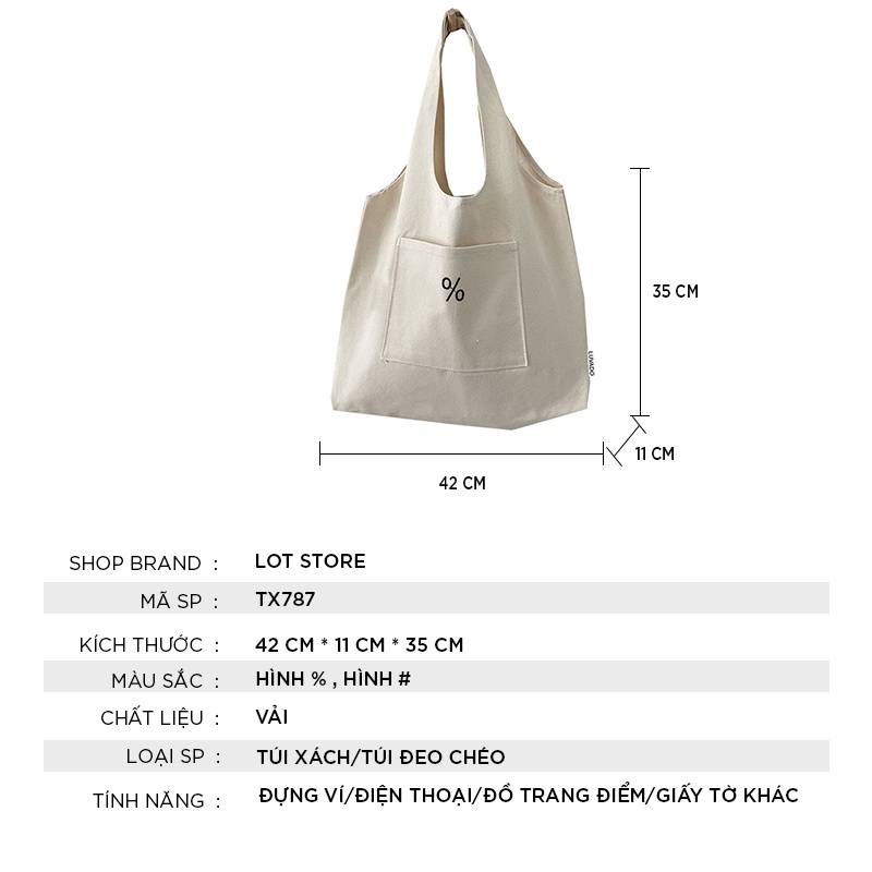 Túi tote đẹp vải canvas đeo chéo mềm đi học giá rẻ LOT STORE TX787