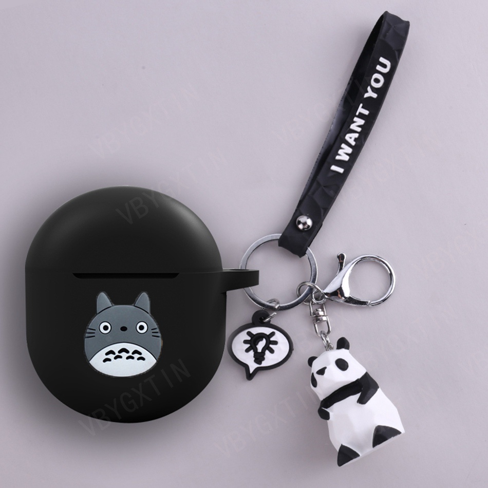 Vỏ Bảo Vệ Hộp Sạc Tai Nghe redmi buds 3 Pro / Airots 3 Pro Bằng Silicon Hình Chó/Mèo May Mắn/Cún/Gấu Trúc Có Móc Khóa