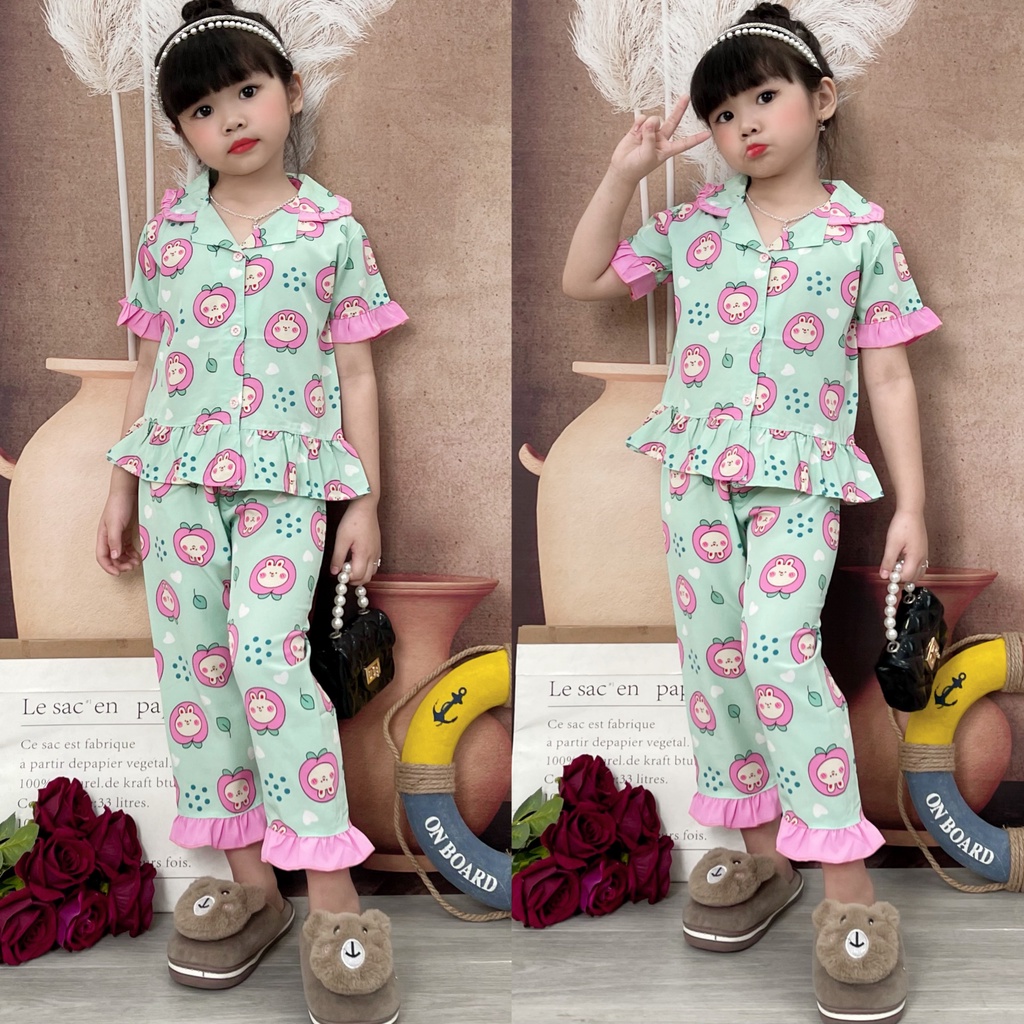 Pijama lụa Hàn cho bé gái 4-9 họa tiết cực xinh yêu P1