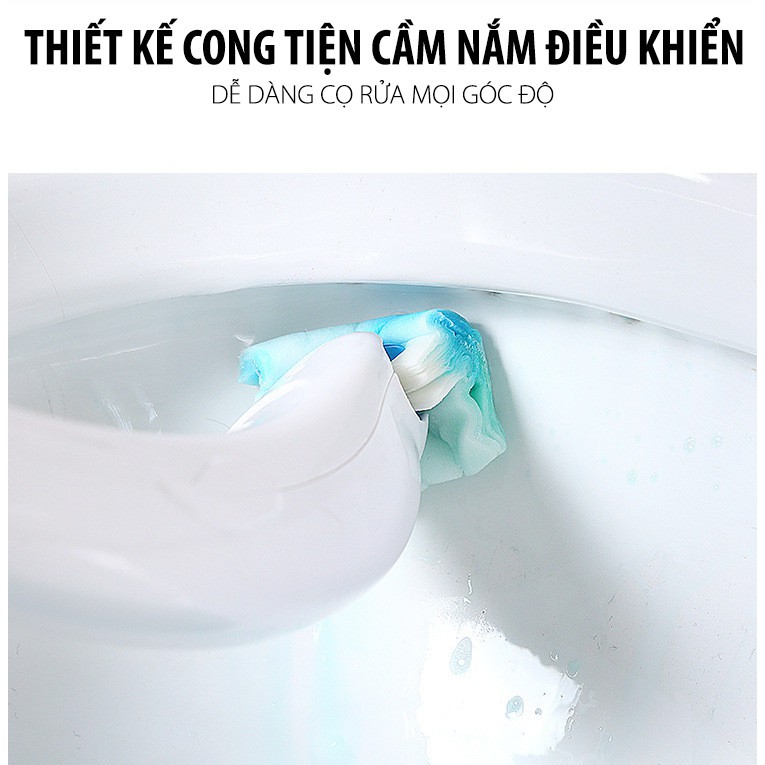 Bộ Bàn Chải Vệ Sinh Bồn Cầu Nhật Bản (bàn chải mẫu cơ bản + tặng 12 đầu lau, móc treo) - Home and Garden