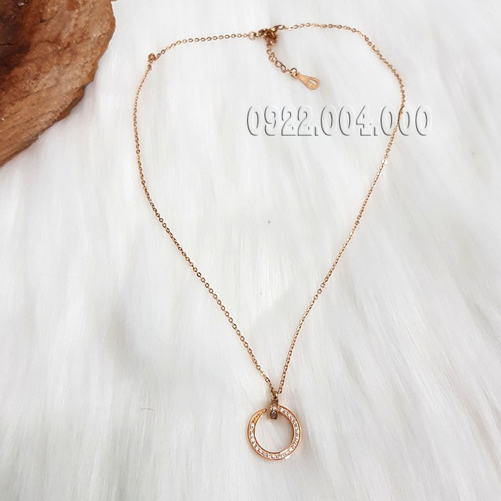Dây chuyền nữ, dây chuyền đinh uốn cẩn đá nguyên vòng DE548.
