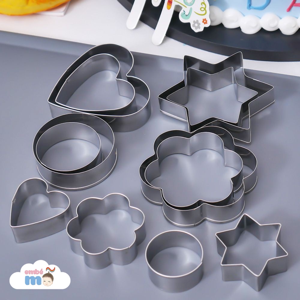 Set 12 Khuôn Làm Bánh/ Khuôn Tạo Hình Củ Quả Inox - Embé Mỡ