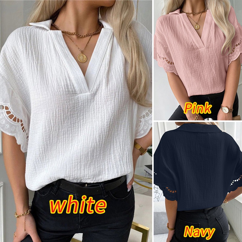 Zanzea Áo Nữ Tay Lửng Cổ Chữ V Phối Ren Thời Trang Quyến Rũ