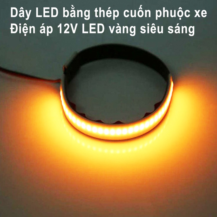 Bộ 2 Dây LED cuốn phuộc xe máy làm đèn xi nhan, sương mù siêu sáng khung thép chống nước