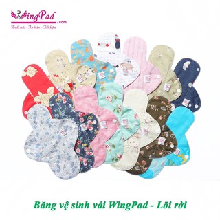 Băng vệ sinh vải wingpad - 1 bộ size 29cm ban đêm nền kem - kiểu lõi rời