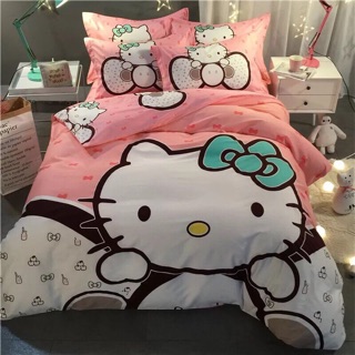 Set chăn ga gối cotton poly hình Kitty