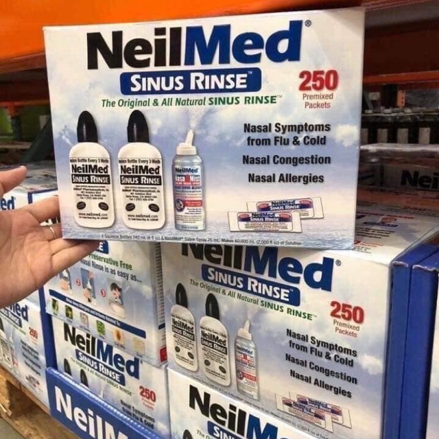 Nước Rửa Mũi NeilMed Sinus Rinse - 1 xịt, 2 Bình & 250 gói muối