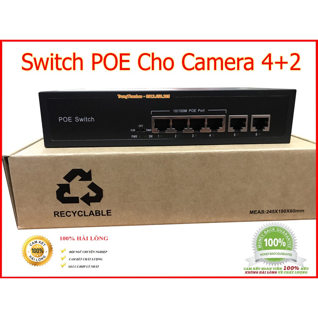 Switch POE Cho Camera 4+2 cổng chuyên dụng