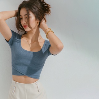 Áo croptop len gân đắp chéo nữ Air Space 2210121023