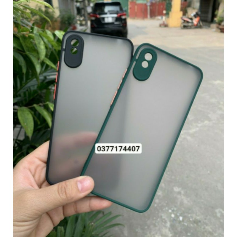 Xiaomi Redmi 9A_Ốp lưng nhám viền màu bảo vệ camera chống sốc, chống vân tay siêu đẹp