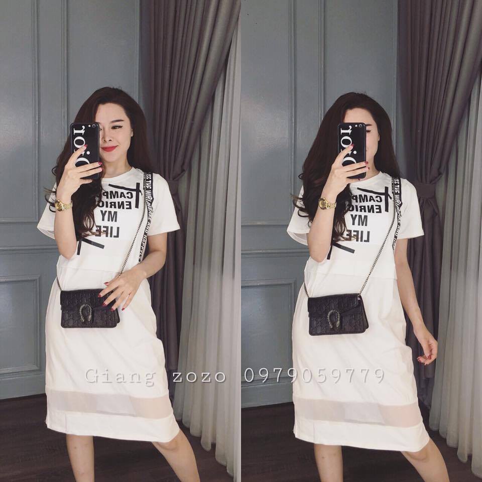 [ xả kho ] HS Đầm dáng xuông lưới chữ