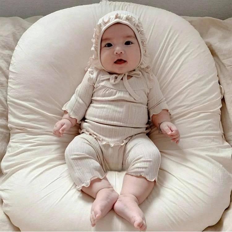 Bộ thun gân kèm mũ đáng yêu cho bé