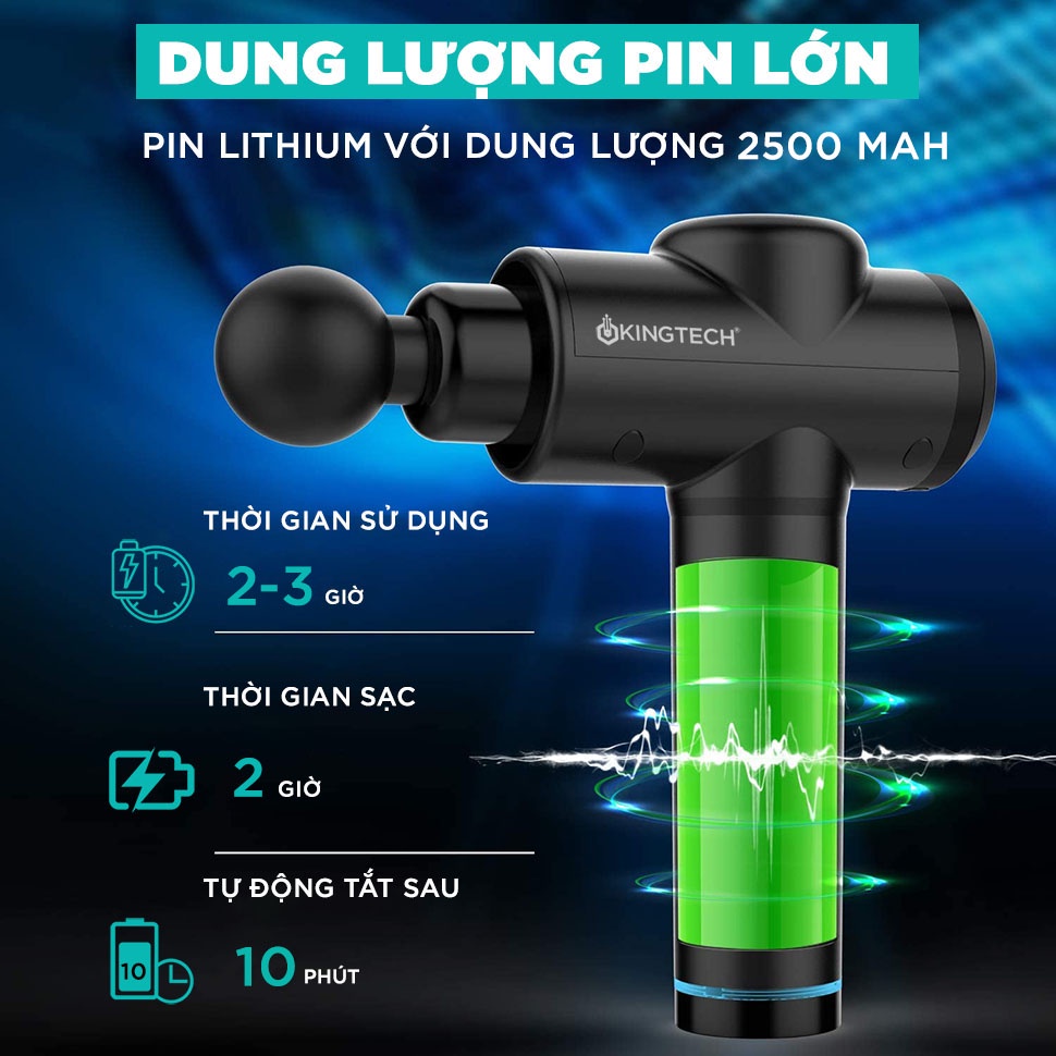 Máy Massage Cầm Tay Cao Cấp KINGTECH KH-720 - Máy Mát Xa Chuyên Sâu Giúp Giảm Đau Cơ, Cứng Khớp - Quà Tặng Nam Nữ