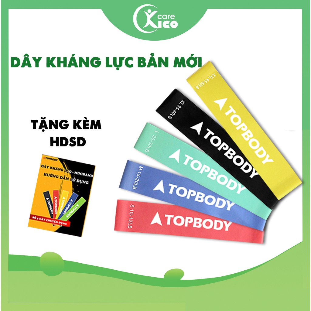 Dây miniband, dây đàn hồi kháng lực tập cơ mông đùi - bộ 5 dây full box KICO