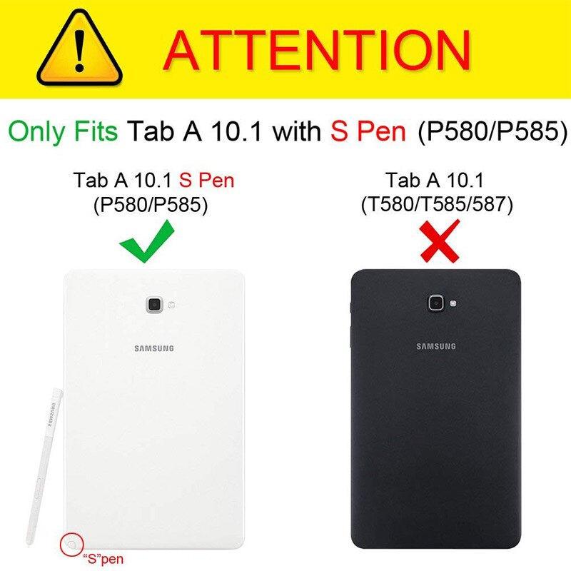 Bao da bảo vệ cho Samsung Galaxy Tab A 6 A6 10.1 P580 P585 with S-Pen version Protective Tablet case+Pen