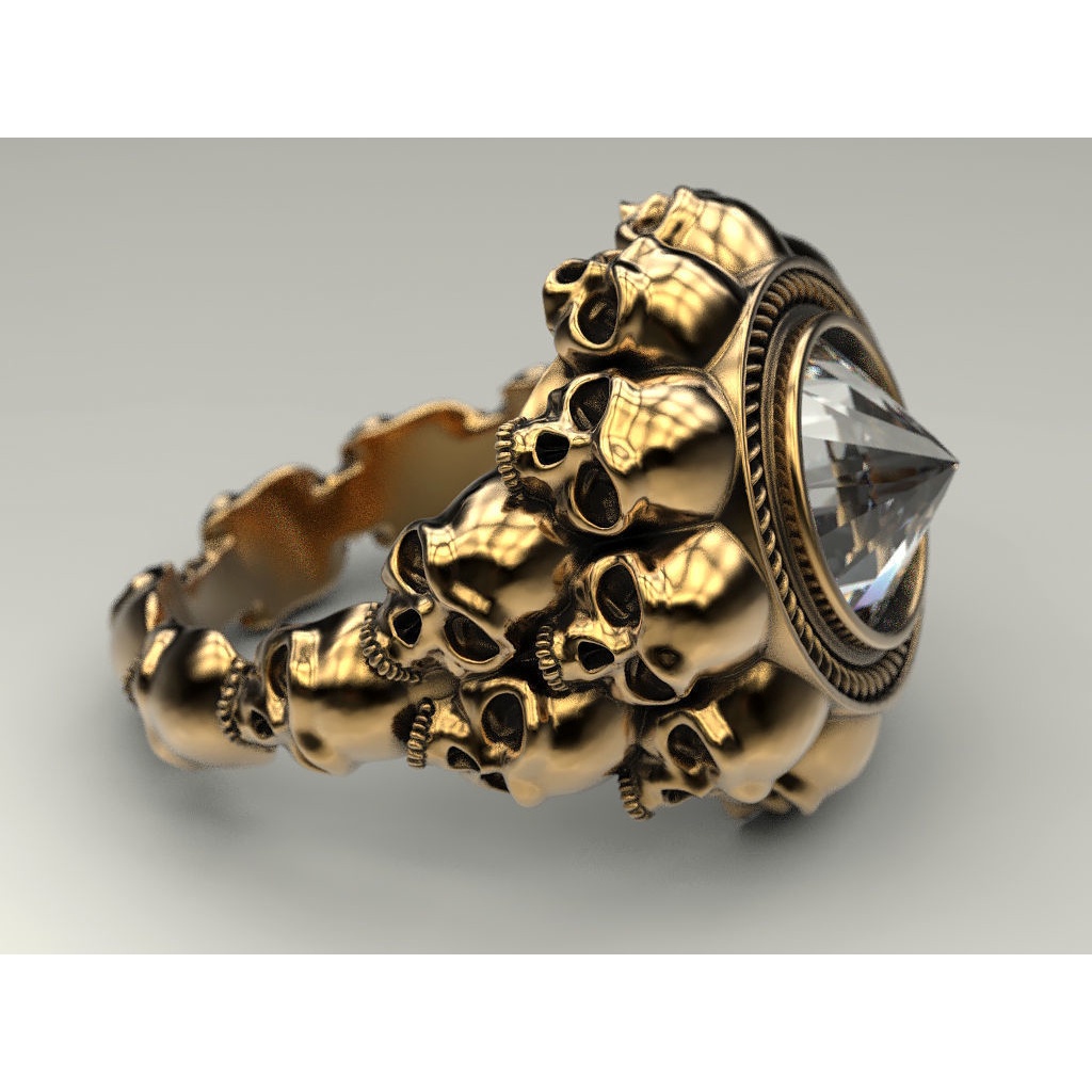 Nhẫn ZANZEA mạ bạc 925 hình đầu lâu đính đá thời trang