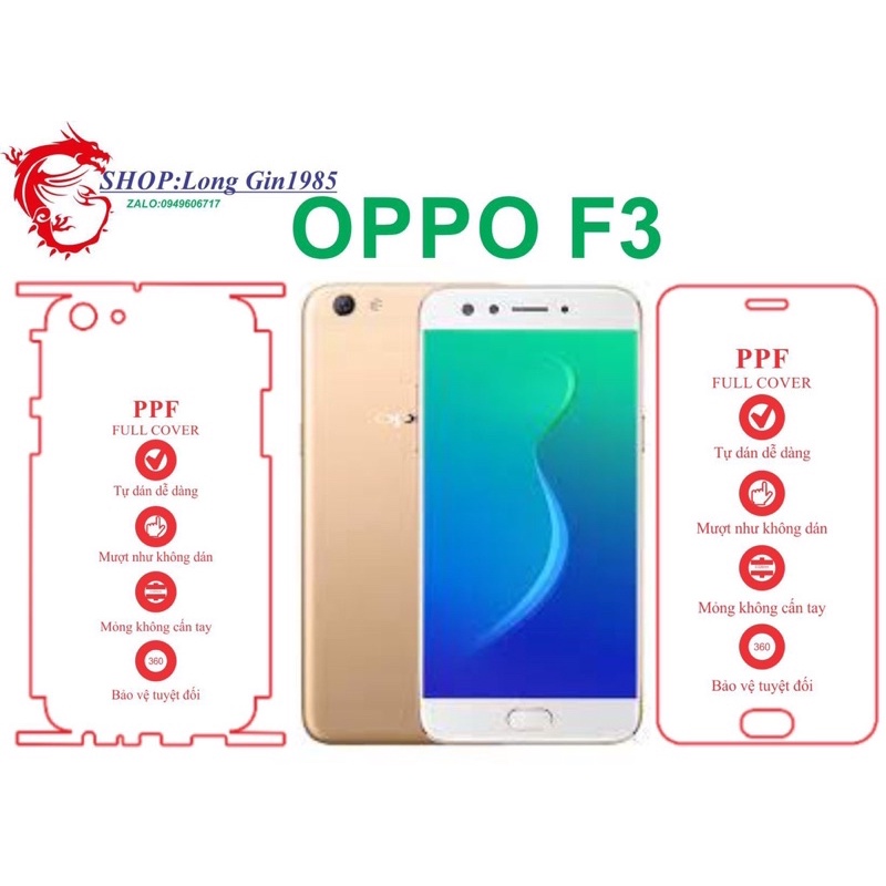 Oppo F3 miếng dán trong Ppf mặt sau và mặt trước chống va đập chống trầy xước