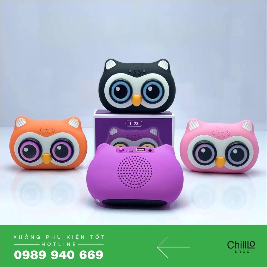 Loa Bluetooth Mini Cute L-23 Loa Cú Mèo Có Đèn Led Nhỏ Gọn, Tiện Lợi Mang Theo - Hỗ Trợ Thẻ Nhớ TF, USB, Aux 3.5mm