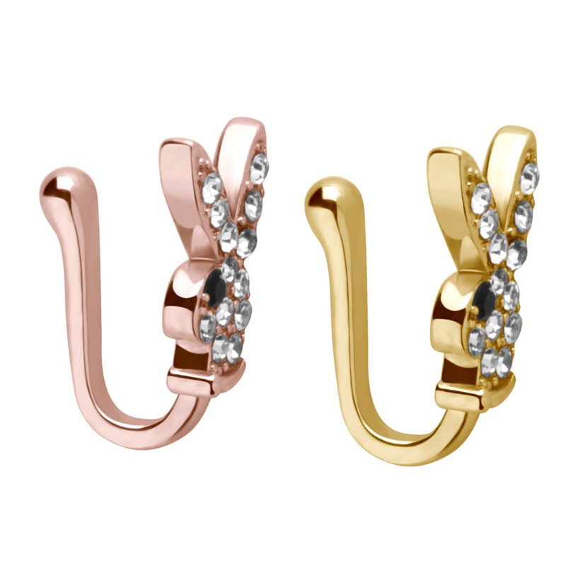 Khuyên Mũi Hình Thỏ Bằng Kim Loại Đính Pha Lê Sáng Tạo