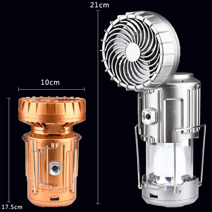 Đèn năng lượng mặt trời kèm quạt tích điện và sạc điện thoại tiện lợi đèn cắm trại du lịch gấp gọn siêu nhẹ