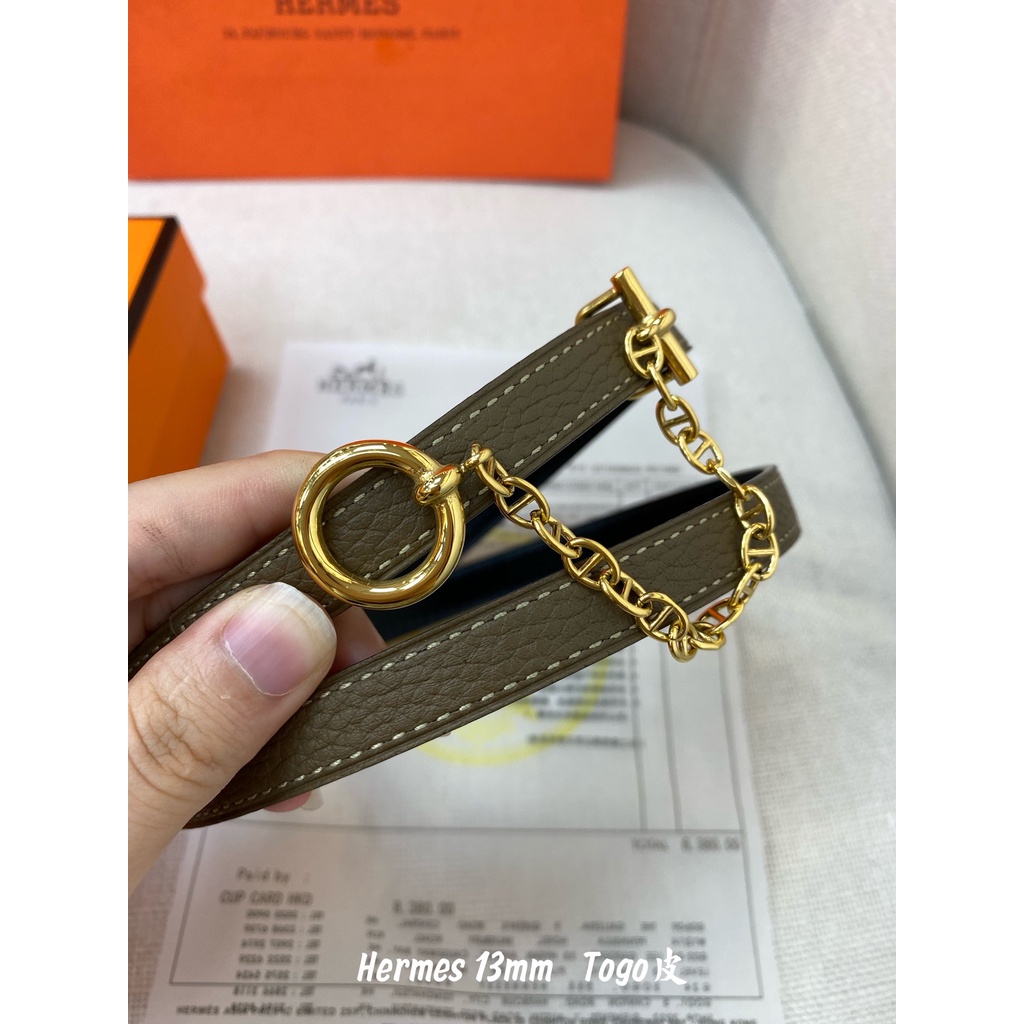 Thắt lưng da nữ thương hiệu thời trang cao cấp Hermes HM Mini Constance chất liệu da thật size 1.3