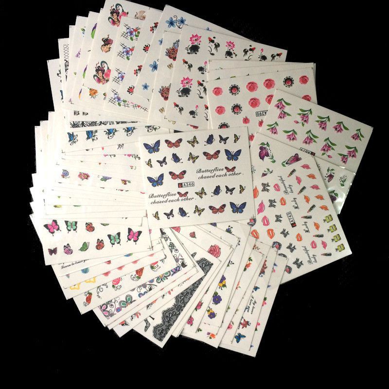 Bộ 50 tấm sticker họa tiết dán móng trang trí