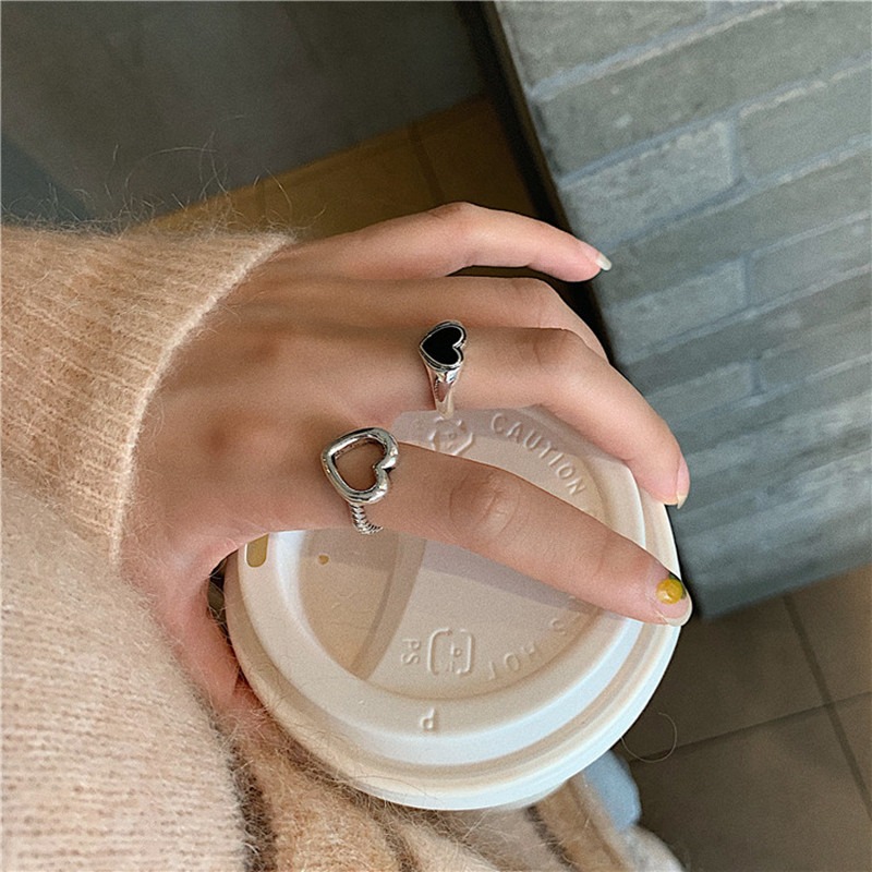 Nhẫn Hợp Kim Mặt Hình Trái Tim Phong Cách Hip Hop Cổ Điển Hợp Thời Trang Dành Cho Bạn Nữ Đi Dự Tiệc/Đi Club