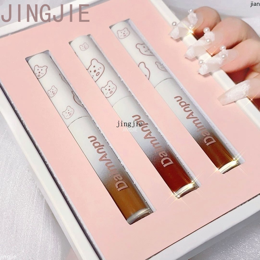 Set 3 Son Bóng Hiệu Ứng Gương Thiết Kế Vỏ Hình Gấu Dễ Thương