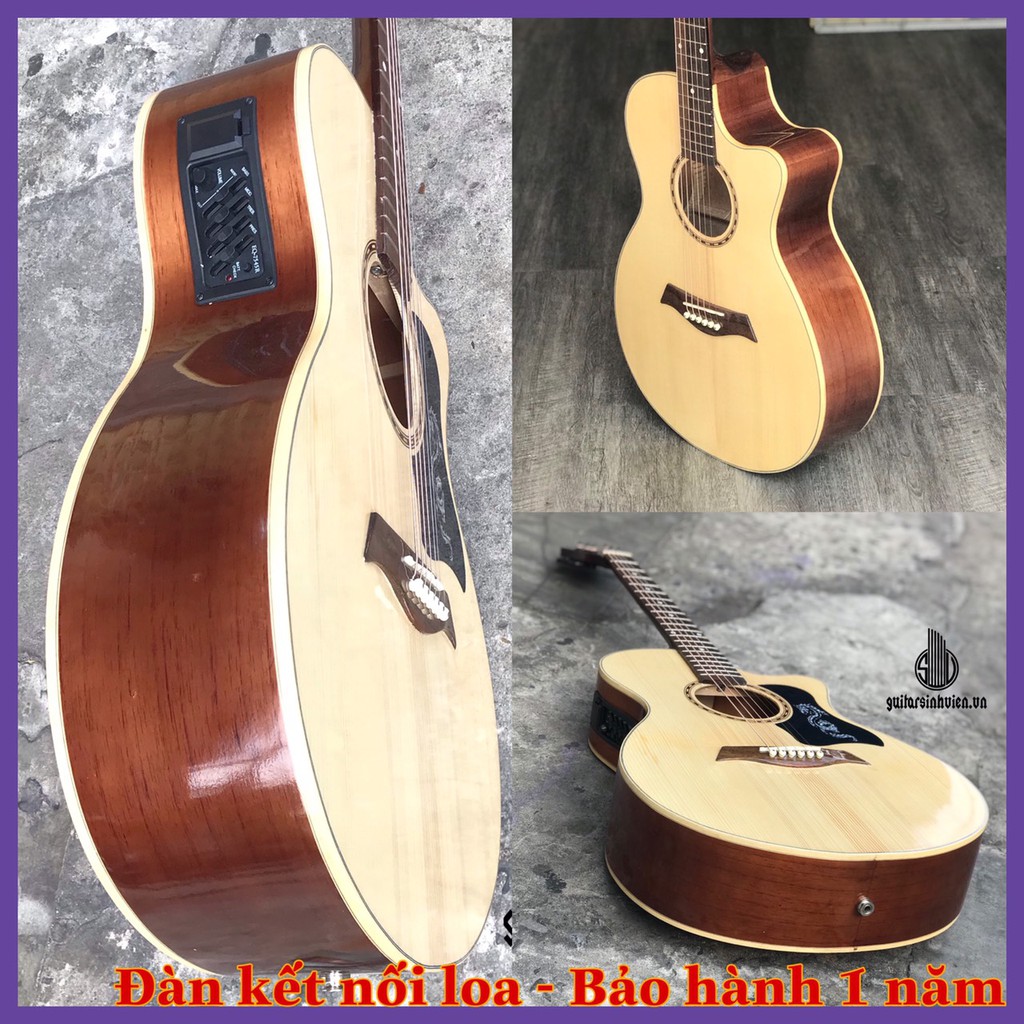 Guitar acoustic SVA2+EQ7545 kết nối loa - Đàn full gỗ thịt - Tặng 8 phu kiện - Bảo hành 1 năm - Đàn chuyên đệm hát