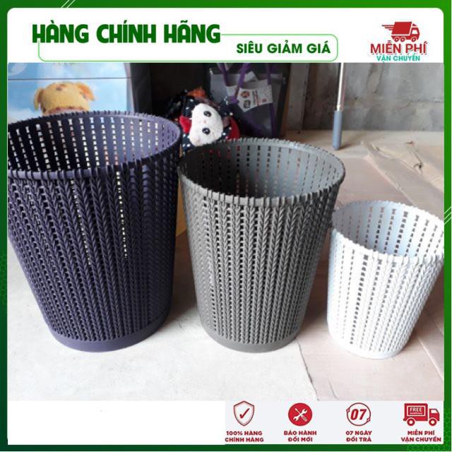 Sọt nhựa đựng quần áo, đồ chơi - Thùng rác gia đình nhựa giả mây - Đồ Gia Dụng Thông Minh