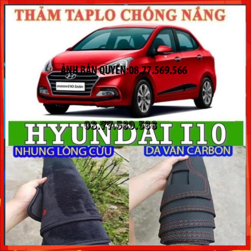 THAM TAPLO DA VÂN GỖ HYUNDAI i10 THẢM LÓT TAPLO 3 LỚP CHỐNG NÓNG XE HƠI Ô TÔ NHUNG LÔNG DA CARBON BẢO HÀNH 12 THÁNG