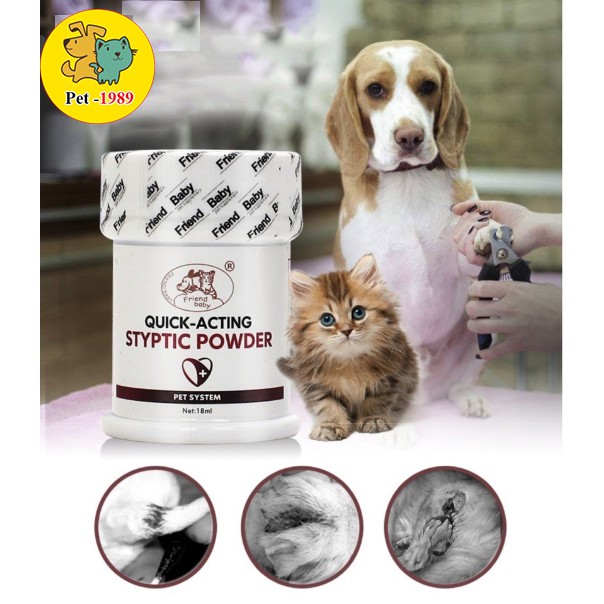 Bột Cầm Máu Cho Chó Mèo Chim Friend baby Quick-Acting Styptic Powder Lọ 18g Pet-1989