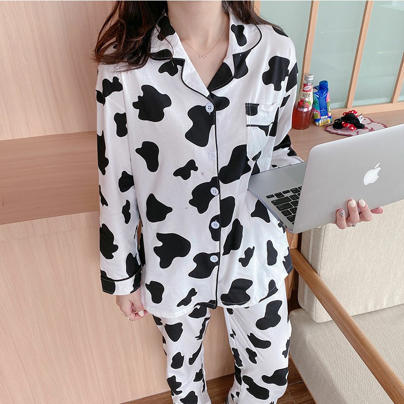 [HÀNG ORDER] BỘ NGỦ PIJAMA BÒ SỮA ĐÔI DÀI TAY NAM NỮ