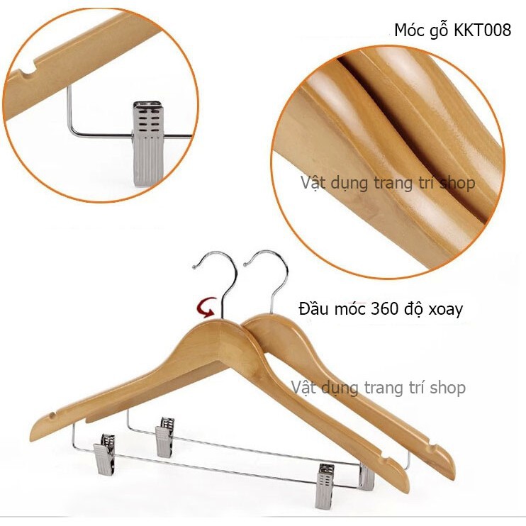 MÓC TREO QUẦN ÁO GỖ TAM GIÁC CÓ KẸP, DÙNG CHO ĐỒ BỘ PHÙ HỢP CHO CỦA HÀNG, SHOP THỜI TRANG