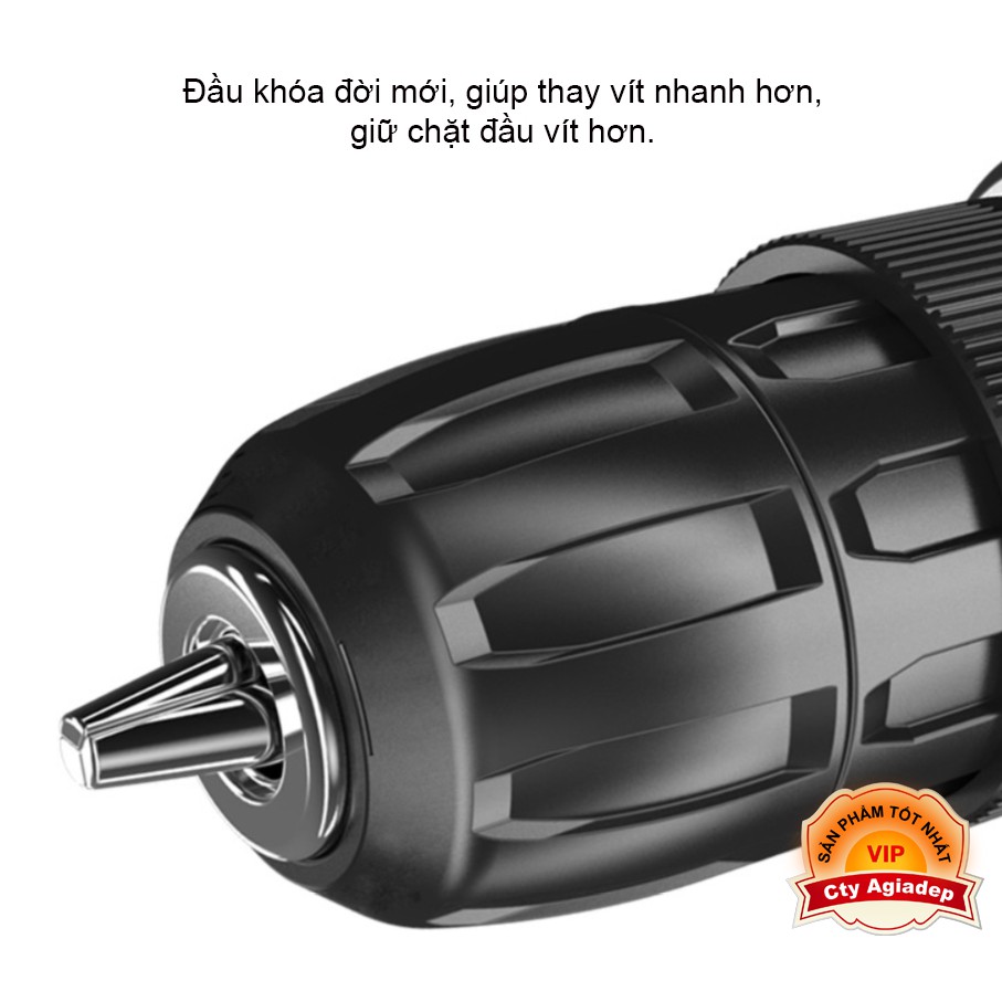 Máy bắt vít, Máy khoan siêu xịn 2 Pin sạc 25W Đa tốc độ mạnh mẽ + Vali nhiều phụ kiện