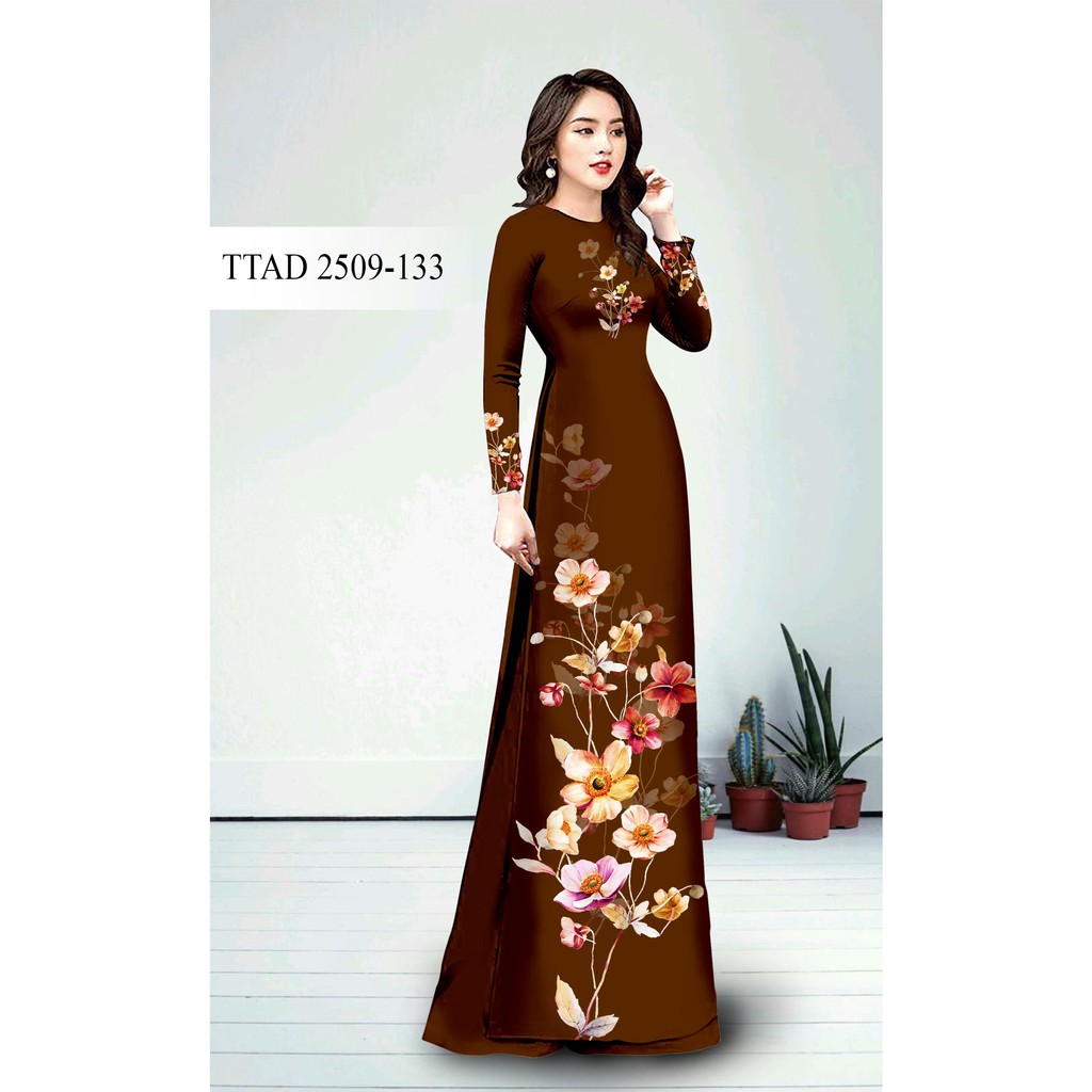 VẢI ÁO DÀI TẰM Ý, IN 3D HỌA TIẾT HOA SANG CHẢNH