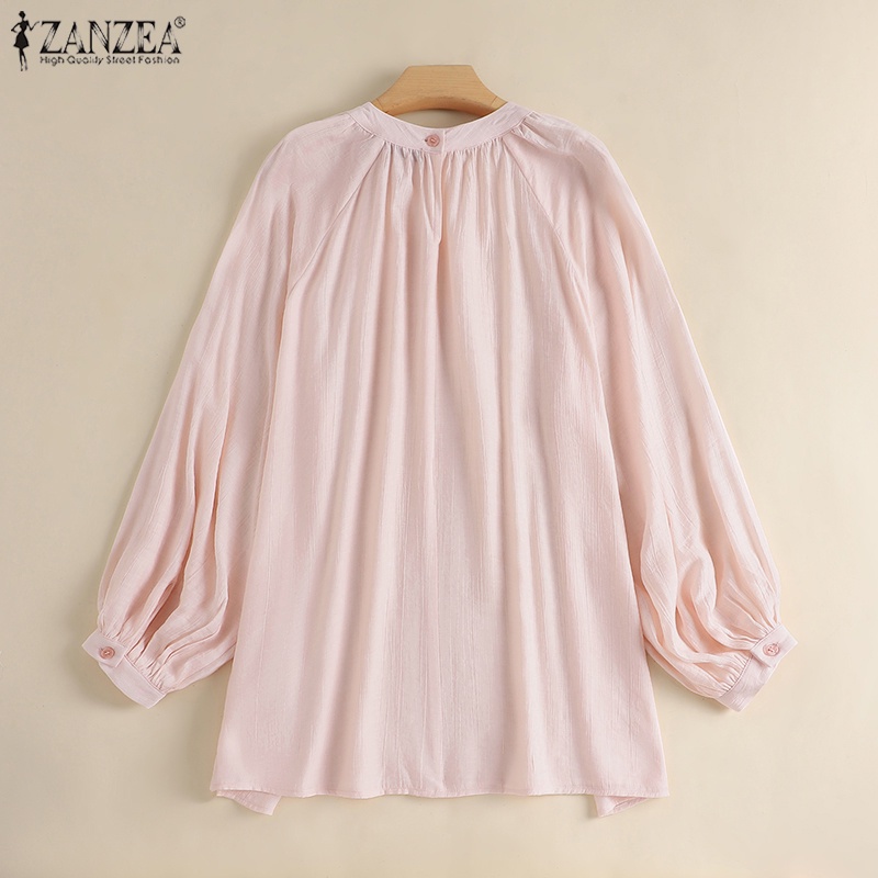 Zanzea Áo Kiểu Nữ Dài Tay Cổ Tròn Form Rộng Thời Trang