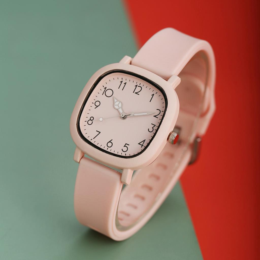 Đồng hồ đeo tay màu Macaron vuông đơn giản cao cấp dành cho nữ Đồng hồ thạch anh