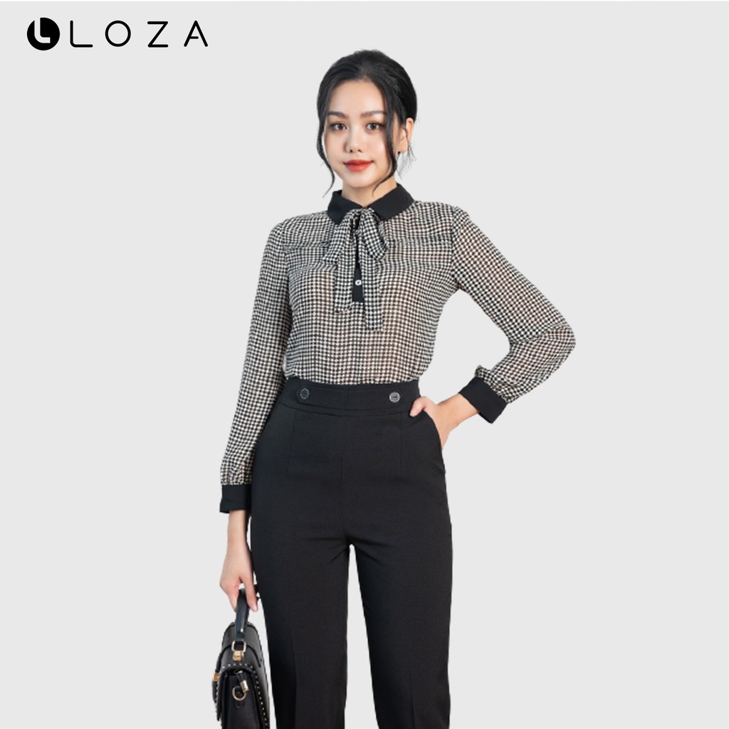 [Mã FASHIONMALLT4 giảm 15% đơn 150k] Áo sơ mi họa tiết dài tay-LOZA LS12018