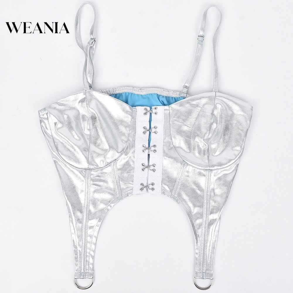 Áo Croptop Da Pu Phối Khóa Thiết Kế Lệch Tà Quyến Rũ Cho Nữ