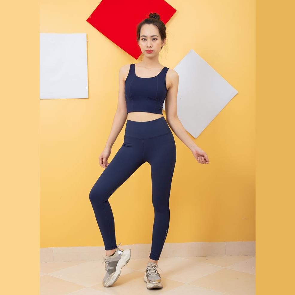 Bộ đồ tập gym, yoga, chạy bộ nữ Quần genmax phối lưới và Bra dây lưng thể thao