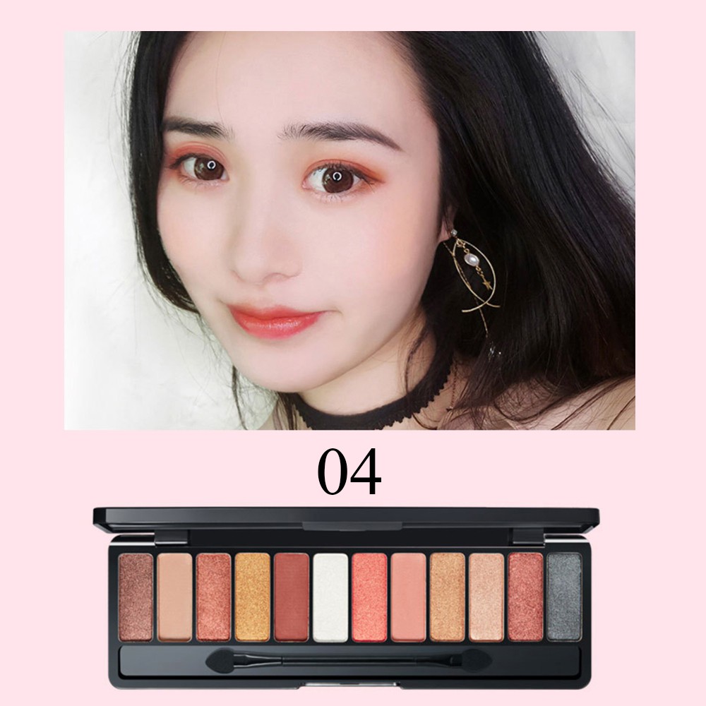 Bảng Phấn Mắt 12 Màu Lì Và Ánh Nhũ Kết Hợp Trang Điểm Kháng Nước
